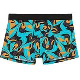 JIUXIANG Jimi Slip Boxershorts, psychedelische opdruk, blauw, oranje en zwart, S voor heren, psychedelische print, blauw/oranje en zwart, S, Psychedelische print in blauw, oranje en zwart