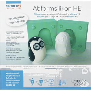 GLOREX 6 2407 300 2 stuks HE siliconen vormen, 2 x 500 g, zeer elastisch, 2 componenten, voor verschillende doe-het-zelfprojecten, duurzaam, kortstondig tot maximaal 150 °C