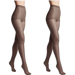 Conte elegant Set van 2 duurzame halfmatte damespanty's - dunne panty voor dames met gemarkeerd slipje - Effen kleur Solo 40, GRAPHITE