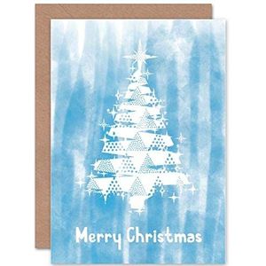 Kerstwenskaart met blauwe boom
