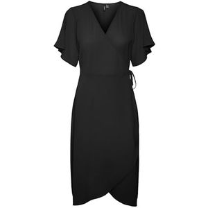 Vero Moda Vmsaki Ss Calf Wrap Dress Ga Noos Damesjurk, Medium Grey Denim