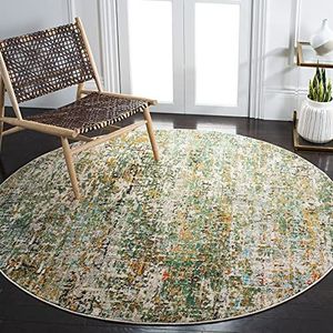 Safavieh Modern chic tapijt voor woonkamer, eetkamer, slaapkamer - Madison-collectie - laagpolig, zilver en ivoor, 122 x 122 cm