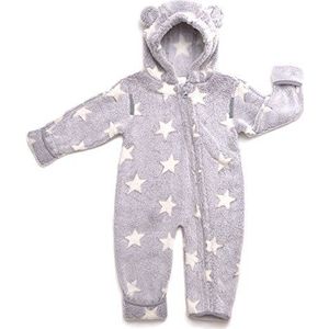 Hoppediz O de 68 Star Cre fleece overall maat 68-74 grijs/crème