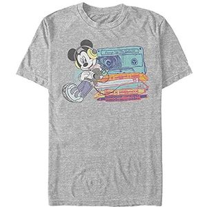 Disney Klassiek Mickey Tapes T-shirt met korte mouwen voor volwassenen, grijs, XL, grijs.