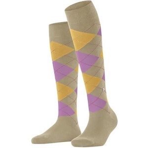 Burlington Queen W Kh paar katoenen lange sokken met patroon, hoge damessokken (1 stuk), Beige (Sesam 4410)
