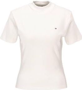 Tommy Hilfiger Nieuw Cody Slim Crop Mock-nk Gebreide tops S/S Vrouw, ECRU
