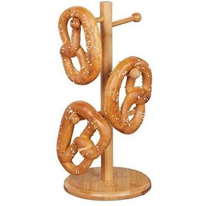 Relaxdays pretzel houder van bamboe - 35 cm hoog - pretzel standaard - pasta droogrek hout