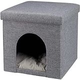 Trixie Alois knuffelhuis voor katten, grijs, 38 cm x 40 cm x 38 cm, voor katten, 38 x 40 x 38 cm, 1 stuk (1 stuk)