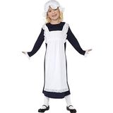 Smiffys-33714M kostuum meisjes armen Victoriaans wit met jurk met schort en muts V-muts kleur M leeftijd 7-9 jaar (Smiffy'S 33714M)