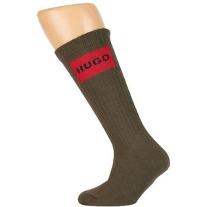 HUGO 2P Qs Rib Lab Col Cc Korte herensokken, Donker beige