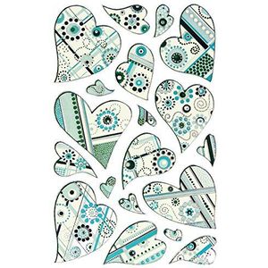 Avery Zweckform 54103, decoratieve stickers harten (effectfolie) 19 stickers turquoise