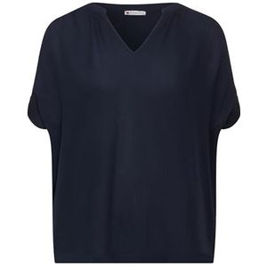 Street One A321663 T-shirt van materiaalmix voor dames, Donkerblauw