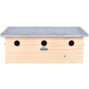 Esschert Design NK85 Horizontaal vogelhuisje van hout met metalen dak