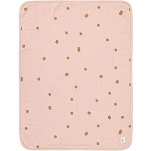 LÄSSIG Mull babydeken, babydeken, babydeken, knuffeldeken GOTS / musclin blanket 75x100 cm dots poeder roze