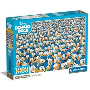 Clementoni Impossible Donald Duck 39799 Compacte doos met 1000 stukjes, inclusief poster, volwassenen van 14 tot 99 jaar, cadeau voor mannen/vrouwen, moeilijke puzzel, gemaakt in Italië, meerkleurig