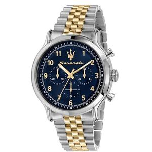 Maserati Automatisch analoog herenhorloge met roestvrijstalen band 8056783031399, zilver en goud, chronograaf, quartz horloge, zilver en goud., Chronograaf, quartz horloge