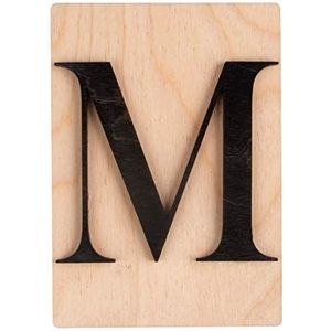 Rayher 63104576 houten tegel letter M, 1 stuk, FSC Mixed Credit, zwart, 10,5 x 14,8 cm, dikte 4 mm, 3D-effect, woondecoratie, creatieve kunst