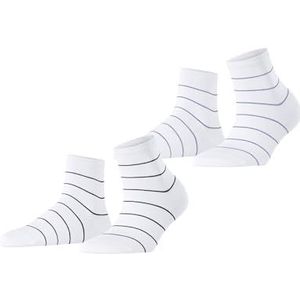 ESPRIT Dames Fine Line korte sokken, ademend, duurzaam, biologisch, versterkt katoen, duurzaam, zacht, fantasiepatroon, multipack, 2 paar, Veelkleurig (Wit 0040)