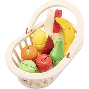 New Classic Toys Fruitmand van hout, educatief imitatiespel voor kinderen, 588, meerkleurig