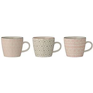 Koffiemokken Cecile, roze en grijs, 3 stuks