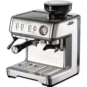 Ariete 1313 Koffiezetapparaat van metaal, 1600 watt, 15 bar, inhoud koffiekorrels 220 g, malinstelling, compatibel met ESE-wafels, Maxi-Cappuccino, zilver