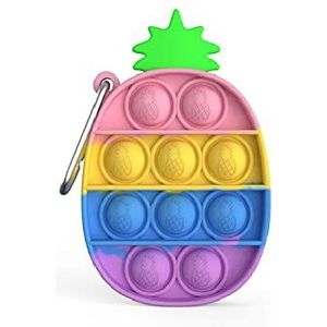 Pop It Bubble Fidget Toy anti-stress speelgoed, ontspannend, voor volwassenen en kinderen (vorm: ananas, regenboog)