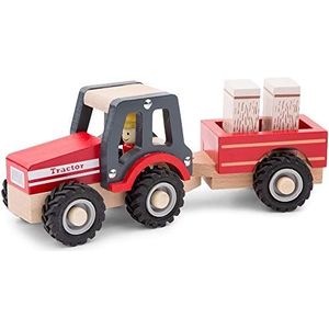 New Classic Toys Tractor met hanger, strolaarzen, houten speelgoed voor kinderen