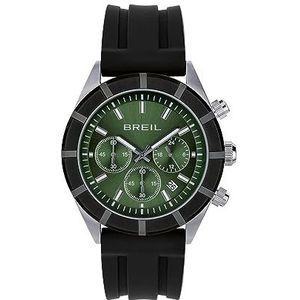 Breil Herenhorloge B 12 H wijzerplaat MONO-KLEUR GROEN CHRONO QUARTZO uurwerk en zwarte siliconen band TW2024, Modern, Modern