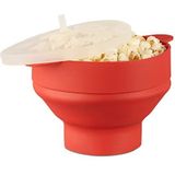 Relaxdays popcorn maker silicone - voor magnetron - popcorn popper - opvouwbaar - silicoon - rood