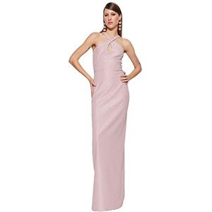 Trendyol Trendyol Dames Shift Fitted Woven Evening Dress Geweven Avondjurk voor Dames Trendyol Dames, poeder