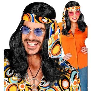 Widmann Hippie-pruik met hoofdband, disco, jaren '70, carnaval, themafeest