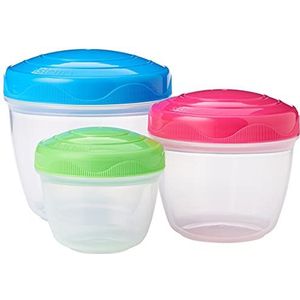 Sistema TO GO Snack 'n' Nest Voedselbewaarcontainers, 150 ml, 305 ml, 520 ml, kleine in elkaar grijpende snackpotten, BPA-vrij, verschillende kleuren, 3 stuks