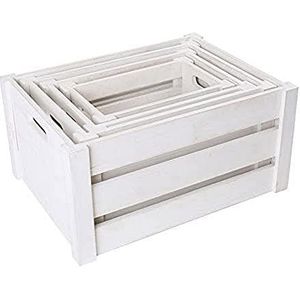 Set van 4 witte houten kisten voor decoratie of transport, universeel inzetbaar