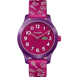 Lacoste Analoog Quartz Kinderhorloge met Roze Siliconen Band - 2030012, Rood, riem