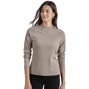 Street One A322495 T-shirt met geribbelde structuur voor dames, Breezy Beige