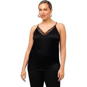 Ulla Popken T-shirt pour femme avec dentelle au décolleté, Noir, 56-58/grande taille