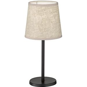 Fischer & Honsel Rimini Tafellamp, zandzwart, mat, stoffen lampenkap, linnenkleur, hoogte: 30 cm, diameter: 14 cm, met koordschakelaar, 1 x E14, max. 25 W, zonder gloeilamp