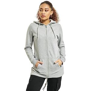 Urban classics: hoodie met rits, lang, parkastijl, voor vrouwen, lange hoodie met rits, meerdere kleuren verkrijgbaar, maten: XS - 5XL, grijs.