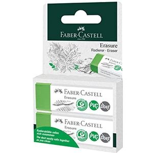 Faber-Castell Erasure 187251 PVC-vrije gum, stofvrij, groen, 2 stuks in blister