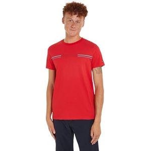 Tommy Hilfiger T-shirt met strepen op de borst T-shirts S/S heren, Primary Red