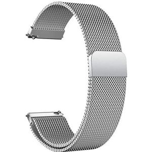 Horlogebandje van roestvrij staal, mesh, metalen reservearmband, magneetsluiting, smartwatch, snelsluiting, horlogeband, voor dames en heren, 14 mm, 16 mm, 18 mm, 20 mm, 22 mm, 24 mm, zilver, 18mm, armband