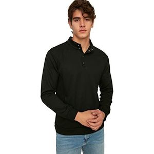 Trendyol Effen sweatshirt met opstaande kraag trainingspak heren, zwart, XL, zwart.