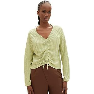 TOM TAILOR Denim T-shirt à manches longues pour femme, 32256 - Vert poire poussiéreux, M