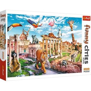 Trefl - Puzzel Wild Rome – 1000 stukjes, puzzel, grappige steden, Europese kapiteiten, Romstad, dierenpuzzel, doe-het-zelf puzzel, creatieve afleiding, klassieke puzzels voor volwassenen en kinderen