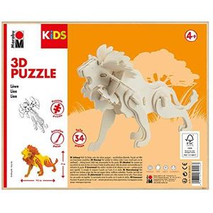 Marabu KiDS 317000022 3D houten puzzel leeuw met 34 puzzelstukjes, FSC-gecertificeerd hout, ca. 19,5 x 13 cm
