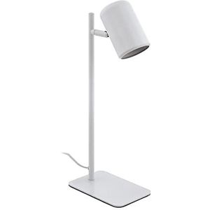 EGLO Ceppino Led-tafellamp, 1 lamp minimalistisch, tafellamp van metaal, bureaulamp in wit, lamp met schakelaar, GU10-fitting