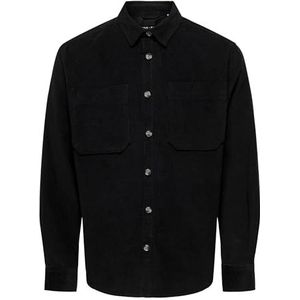 Only & Sons Onsalp Rlx 2pkt Washd Cord Ls Shirt Noos Herenshirt met lange mouwen, zwart.