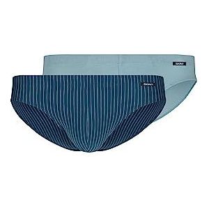 Skiny Lot de 2 slips en coton Advantage pour homme, Lapis Blue Stripes Selection, XL