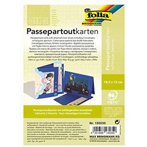 Folia Passe-partout met rechthoekige perforatie, 10,5 x 15 cm, 5 kaarten en enveloppen, Duitse versie