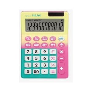 Sunset rekenmachine, 12 cijfers, geel - roze MILAN®